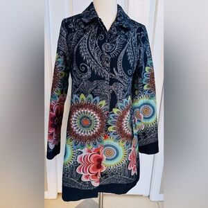 Desigual Navy Multicolor Mandala Print Long Sleeve Tunic